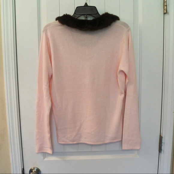 VTG 90s Pastel Pink fur collar sweater - Picture 2 of 3